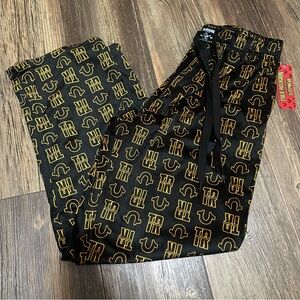True Religion men's soft pajama bottom pants Men's L new black gold
